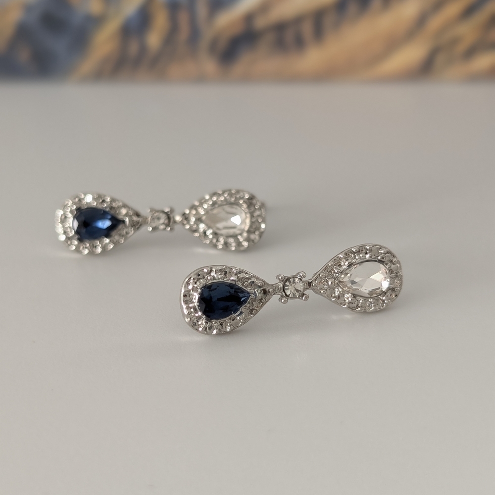 Elegant Silver and Blue Teardrop Earrings